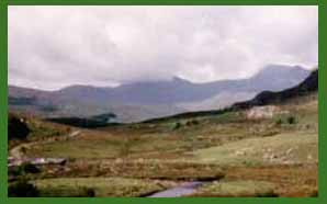 The Snowdon Horseshoe from Capel Curig. Like most days it has an early morning cloud cover.